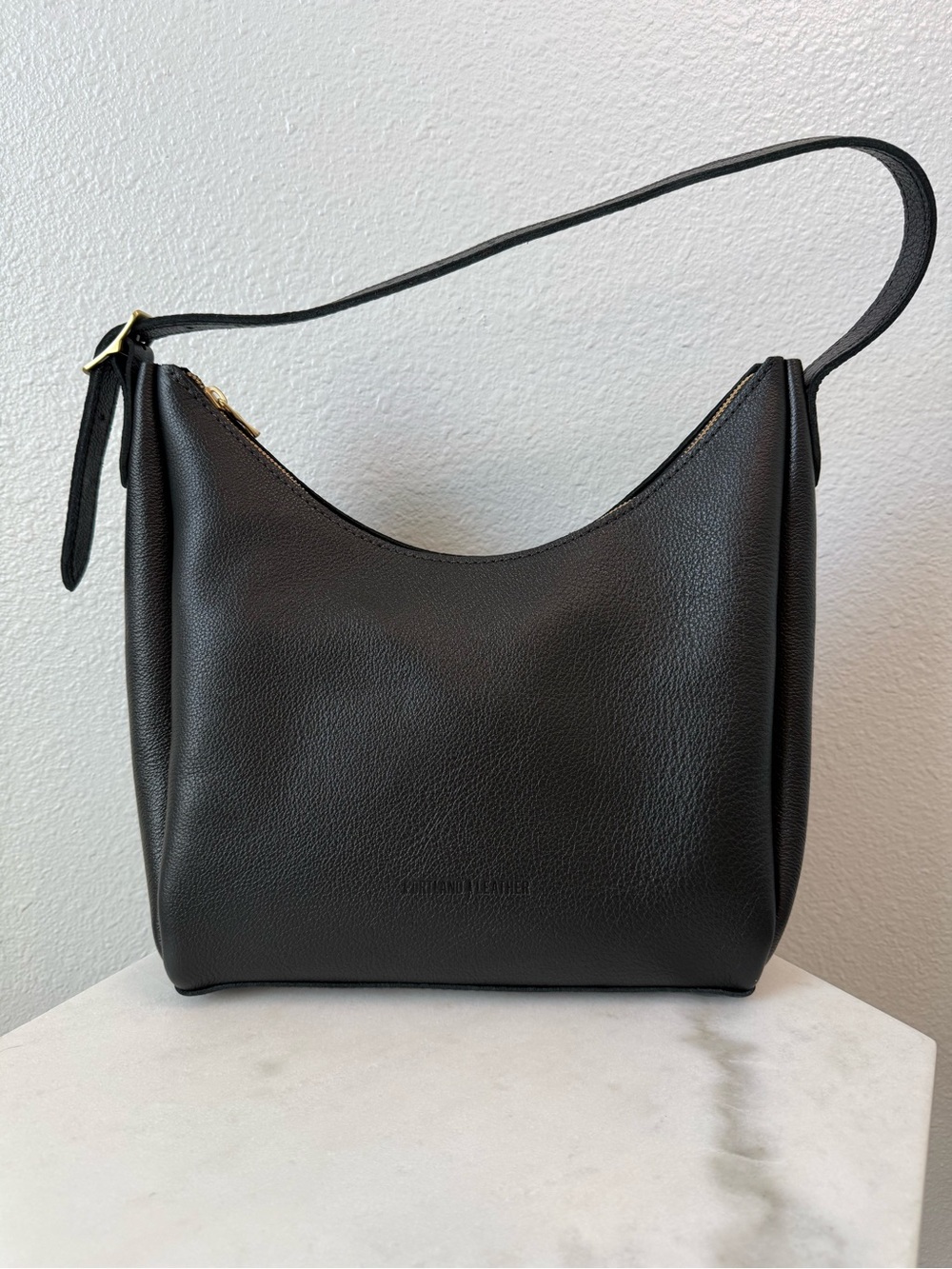 Portland Leather Goods Medium Aspen Shoulder Bag Pebbled Black NWOT